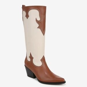 Zodiac Womens Dawson Western Tall Cowboy Pull-on Boots in Brown & Cream